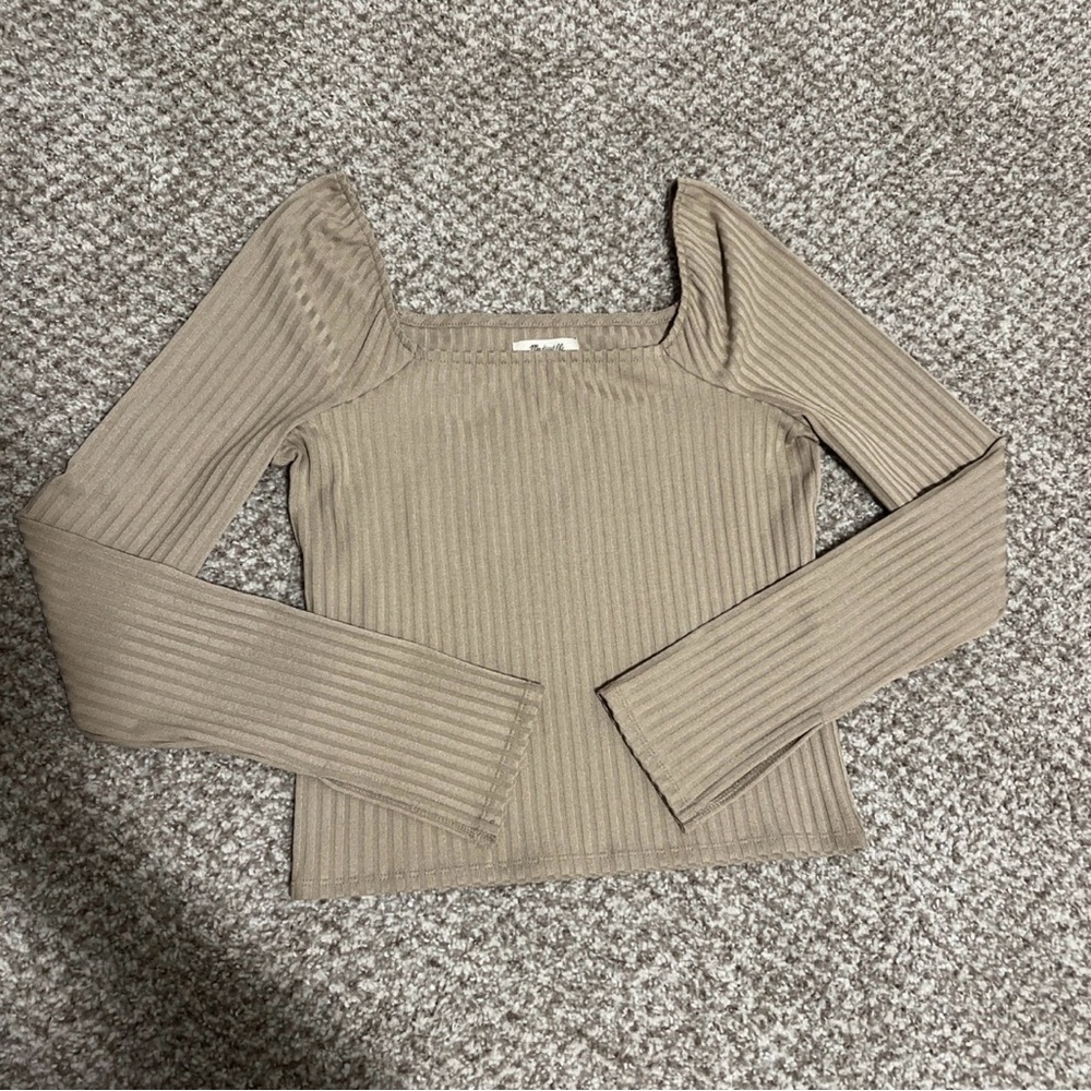 Madewell Ribbed Knit Top in Tan